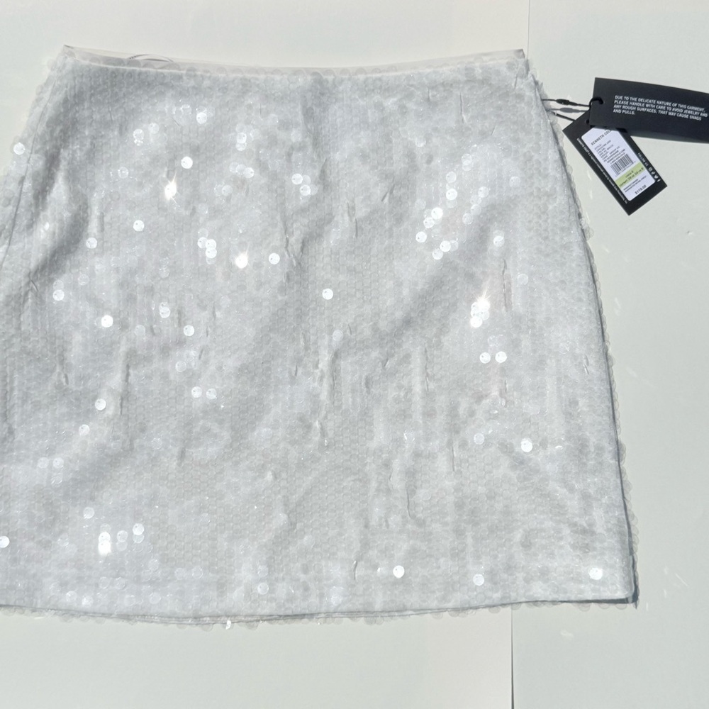 White Sequin Mini Skirt